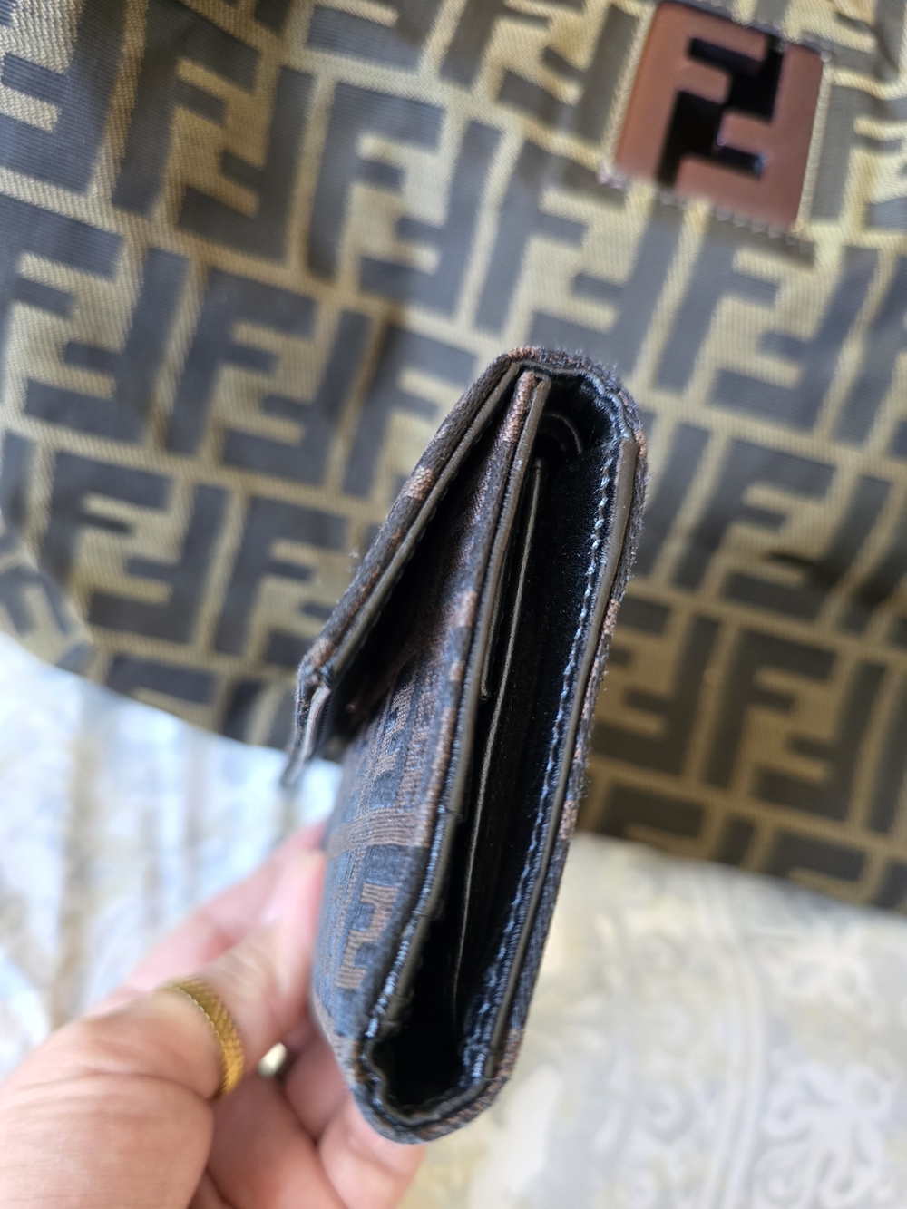 Fendi Brown Monogram Tote Bag with Leather Handles - Picture 11 of 16